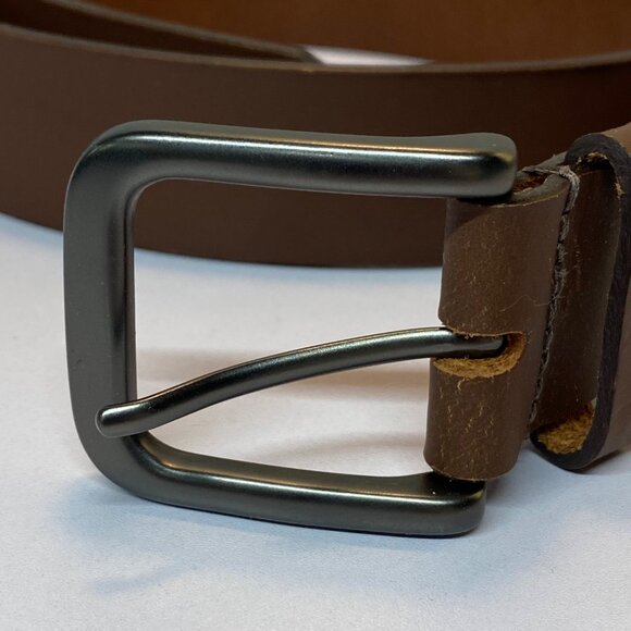 Timberland Mens Brown Leather Belt Size 32 With Metal Buckle Classic Jeans - Picture 2 of 7